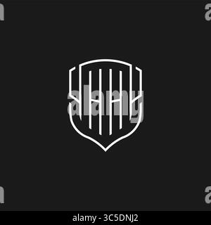Initial HH Logo Monoline Schildform mit Vektorgrafik Stock Vektor