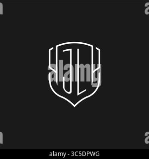 Initial JL Logo Monoline Schildform mit Vektorgrafik Stock Vektor