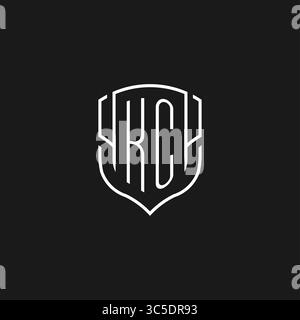 Initial KC Logo Monoline Schildform mit Vektorgrafik Stock Vektor