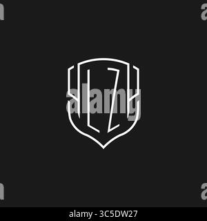 Initial LZ Logo Monoline Schildform mit Vektorgrafik Stock Vektor