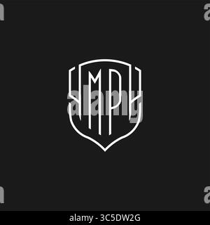 Initial MP Logo Monoline Schildform mit Vektorgrafik Stock Vektor