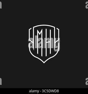 Initial MH Logo Monoline Schildform mit Vektorgrafik Stock Vektor