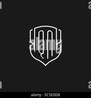 Initial QN Logo Monoline Schildform mit Vektorgrafik Stock Vektor