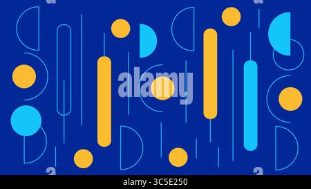 Minimaler abstrakter blauer Hintergrund mit gelbem Cyan Stockfoto