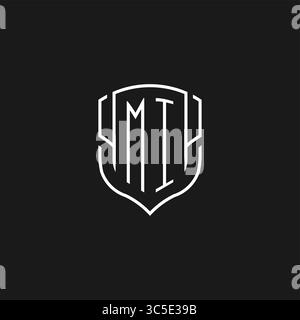 Initial MI Logo Monoline Shield Icon Form mit Vektorgrafik Stock Vektor