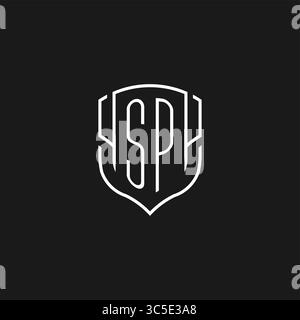 Initial SP Logo Monoline Schildform mit Vektorgrafik Stock Vektor