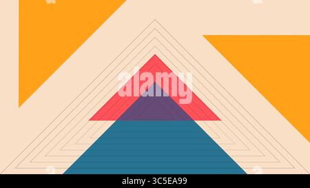 Konzentrische Dreiecksebenen in lebendigem Retro Stockfoto