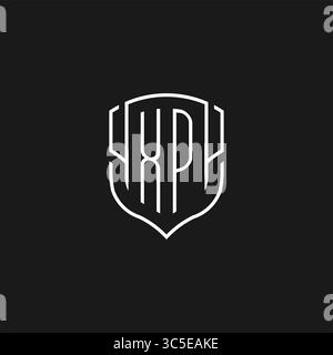 Initial XP Logo Monoline Schildform mit Vektorgrafik Stock Vektor