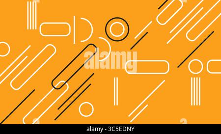Dynamischer abstrakter Hintergrund mit Linien auf Orange Stockfoto