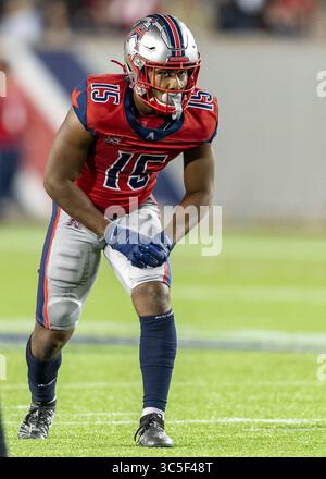 Februar 2020, Houston, Texas, USA: 08. Februar 2020: Houston Roughnecks Wide Receiver Ryheem Malone (15) im dritten Quartal gegen die LA Wildcats im TDECU Stadium, Houston Texas. (Bild: © Maria Lysaker/ZUMA Wire) Stockfoto