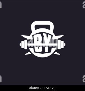 Initial BY Logo für Fitness mit einer einfachen, aber kreativen Langhantel- und Tellersymbol-Vektorgrafik Stock Vektor