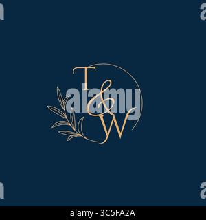 TW Initial Wedding Monogramm Logo mit minimalistischer Vektorgrafik Stock Vektor
