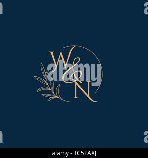 WN Initial Wedding Monogramm Logo mit minimalistischer Vektorgrafik Stock Vektor