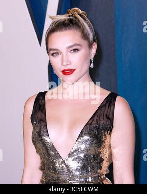 Februar 2020, Beverly Hills, CA, USA: BEVERLY HILLS, KALIFORNIEN – 9. FEBRUAR: Florence Pugh nimmt am 9. Februar 2020 an der Oscar-Party der Vanity Fair 2020 im Wallis Annenberg Center for the Performing Arts in Beverly Hills Teil. Foto: Crash/imageSPACE (Foto: © Imagespace via ZUMA Wire) Stockfoto