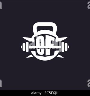 Initial DES Logos für Fitness mit einer einfachen, aber kreativen Langhantel und Teller Icon Design Vektorgrafik Stock Vektor