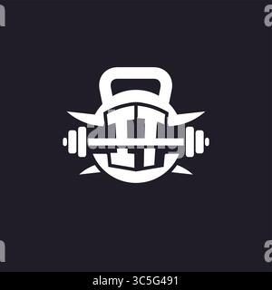 Anfängliches IT-Logo für Fitness mit einer einfachen, aber kreativen Langhantel- und Plate-Icon-Design-Vektorgrafik Stock Vektor