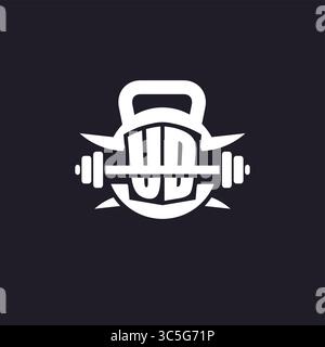 Erstes UD-Logo für Fitness mit einer einfachen, aber kreativen Langhantel- und Plate-Icon-Vektorgrafik Stock Vektor