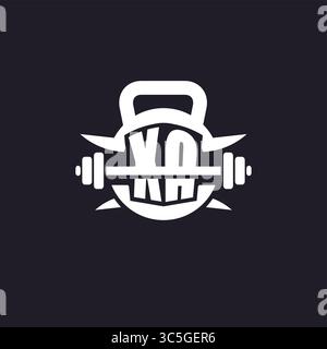 Das erste XA-Logo für Fitness mit einer einfachen, aber kreativen Langhantel- und Tellersymbol-Vektorgrafik Stock Vektor