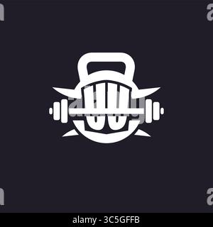 Erstes UU-Logo für Fitness mit einer einfachen, aber kreativen Langhantel- und Tellersymbol-Vektorgrafik Stock Vektor