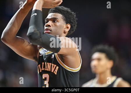 16. Februar 2020, Philadelphia, Pennsylvania, USA: Villanova Wildcats Stürmer BRANDON SLATER (3) während des Big 5 Basketballspiels im Liacouras Center in Philadelphia. Villanova schlug Tempel 76–56. (Bild: © Ken Inness/ZUMA Wire) Stockfoto