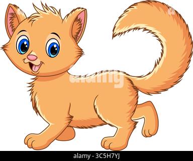 Illustration eines kleinen niedlichen Katzenstrikts auf weißem Hintergrund Stock Vektor
