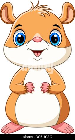 Illustration des niedlichen kleinen Hamsters-Zeichentrickfilms auf weißem Hintergrund Stock Vektor