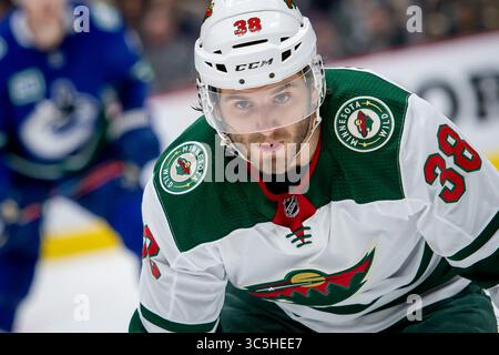 19. Februar 2020: Ryan Hartman (38) in der Rogers Arena in Vancouver, Kanada, in der NHL zwischen den Minnesota Wild und den Vancouver Canucks. Dom Gagne/CSM(Kreditbild: &Copy; Dom Gagne/CSM via ZUMA Wire) Stockfoto