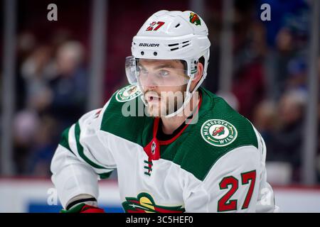 19. Februar 2020: Das Wild Center Alex Galchenyuk (27) lief während des warm-up vor dem NHL-Spiel zwischen den Minnesota Wild und den Vancouver Canucks in der Rogers Arena in Vancouver, Kanada. Dom Gagne/CSM(Kreditbild: &Copy; Dom Gagne/CSM via ZUMA Wire) Stockfoto