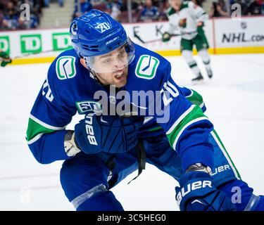 19. Februar 2020: Canucks zentriert Brandon Sutter (20) in der Rogers Arena in Vancouver, Kanada, während des NHL-Spiels zwischen den Minnesota Wild und den Vancouver Canucks. Dom Gagne/CSM(Kreditbild: &Copy; Dom Gagne/CSM via ZUMA Wire) Stockfoto