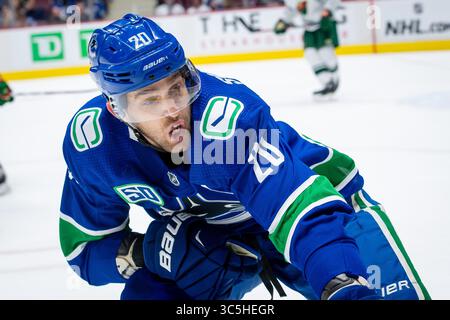19. Februar 2020: Canucks zentriert Brandon Sutter (20) in der Rogers Arena in Vancouver, Kanada, während des NHL-Spiels zwischen den Minnesota Wild und den Vancouver Canucks. Dom Gagne/CSM(Kreditbild: &Copy; Dom Gagne/CSM via ZUMA Wire) Stockfoto