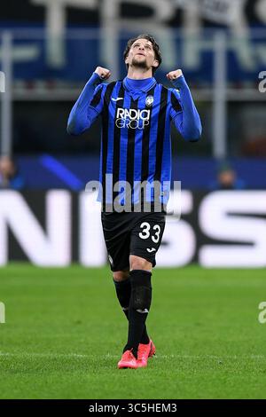 Hans Hateboer aus Atalanta feiert sein viertes Tor beim Achtelfinale der UEFA Champions League zwischen Atalanta und Valencia am 19. Februar 2020 im Stadio San Siro in Mailand. (Foto von UKSP/Espa-Images)(Credit Image: &Copy; ESPA Photo Agency/CSM via ZUMA Wire) Stockfoto