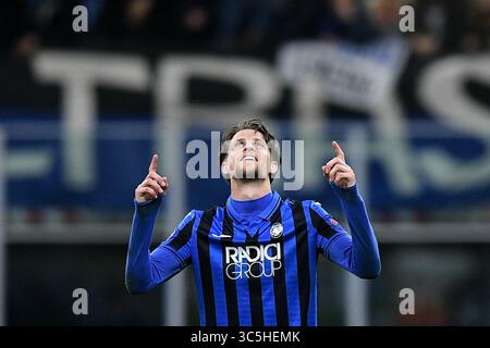 Hans Hateboer aus Atalanta feiert sein viertes Tor beim Achtelfinale der UEFA Champions League zwischen Atalanta und Valencia am 19. Februar 2020 im Stadio San Siro in Mailand. (Foto von UKSP/Espa-Images)(Credit Image: &Copy; ESPA Photo Agency/CSM via ZUMA Wire) Stockfoto