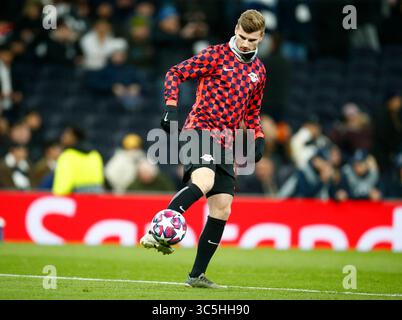 Timo Werner vom RB Leipzig während des Vorspiels während des 16. Champions League-Runden zwischen Tottenham Hotspur und RB Leipzig im Tottenham Hotspur Stadium, London, England am 19. Februar 2020 (Foto: AFS/Espa-images)(Credit Image: &Copy; ESPA Photo Agency/CSM via ZUMA Wire) Stockfoto