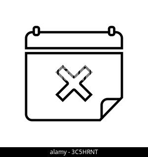 Kalenderkreuz. Symbol für „Ereignis abgebrochen“. Datum Vektor löschen. Grafik zum Entfernen planen. Stock Vektor