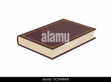 Vintage braunes Buch mit Goldbesatz flache Vektor-Illustration Stockfoto