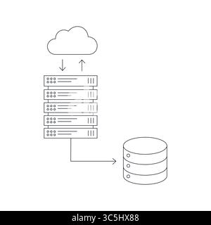 Illustration von Cloud-Computing und Servernetzwerken. Stock Vektor