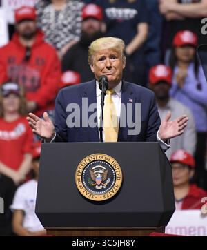 26. Juni 2019, Colorado Springs, Colorado, Vereinigte Staaten: US-Präsident Donald Trump spricht bei einer Wahlkampfkundgebung in Colorado Springs am 20. Februar 2020 während eines Wahlkampfs durch den Westen der USA. Colorado wird seine Präsidentschaftswahlen am 3. März abhalten, die erste Präsidentschaftswahlen seit 2004. Colorado verließ sich bei früheren Präsidentschaftswahlen auf ein Caucus-System. (Bild: © Bob Pearson/ZUMA Wire) Stockfoto