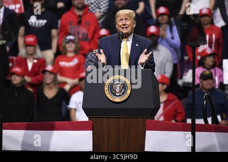 26. Juni 2019, Colorado Springs, Colorado, Vereinigte Staaten: US-Präsident Donald Trump spricht bei einer Wahlkampfkundgebung in Colorado Springs am 20. Februar 2020 während eines Wahlkampfs durch den Westen der USA. Colorado wird seine Präsidentschaftswahlen am 3. März abhalten, die erste Präsidentschaftswahlen seit 2004. Colorado verließ sich bei früheren Präsidentschaftswahlen auf ein Caucus-System. (Bild: © Bob Pearson/ZUMA Wire) Stockfoto