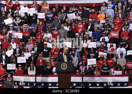 26. Juni 2019, Colorado Springs, Colorado, Vereinigte Staaten: US-Präsident Donald Trump spricht bei einer Wahlkampfkundgebung in Colorado Springs am 20. Februar 2020 während eines Wahlkampfs durch den Westen der USA. Colorado wird seine Präsidentschaftswahlen am 3. März abhalten, die erste Präsidentschaftswahlen seit 2004. Colorado verließ sich bei früheren Präsidentschaftswahlen auf ein Caucus-System. (Bild: © Bob Pearson/ZUMA Wire) Stockfoto