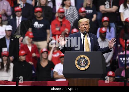 26. Juni 2019, Colorado Springs, Colorado, Vereinigte Staaten: US-Präsident Donald Trump spricht bei einer Wahlkampfkundgebung in Colorado Springs am 20. Februar 2020 während eines Wahlkampfs durch den Westen der USA. Colorado wird seine Präsidentschaftswahlen am 3. März abhalten, die erste Präsidentschaftswahlen seit 2004. Colorado verließ sich bei früheren Präsidentschaftswahlen auf ein Caucus-System. (Bild: © Bob Pearson/ZUMA Wire) Stockfoto