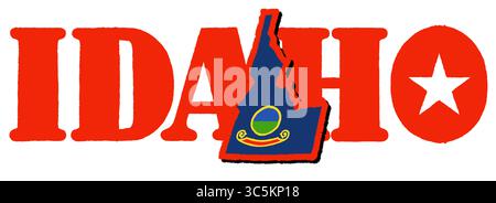 Idaho State Vektorkarte – klare, flache Darstellung der US State Silhouette, ideal für Infografiken, Webdesign, Bildung, Drucke, oder kreativer Profi Stockfoto