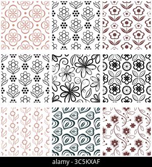 Set von geometrischen Mustern auf weißem Hintergrund Stock Vektor