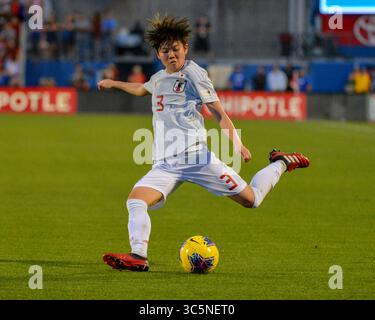 11. März 2020: Der japanische Verteidiger Shiori Miyake (3), der während des SheBelieves Cup-Spiels zwischen den USA und Japan im Toyota Stadium in Frisco (TX) im Einsatz war. Kevin Langley/CSM(Kreditbild: &Copy; Kevin Langley/CSM via ZUMA Wire) Stockfoto