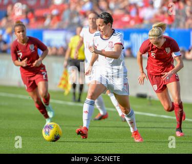 11. März 2020: Die spanische Verteidigerin Marta Corredera (7), die während des SheBelieves Cup-Spiels zwischen England und Spanien im Toyota-Stadion in Frisco (TX) im Einsatz war. Kevin Langley/CSM(Kreditbild: &Copy; Kevin Langley/CSM via ZUMA Wire) Stockfoto