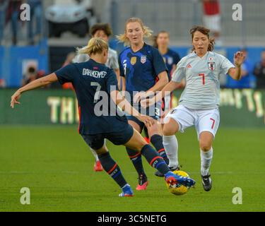 11. März 2020: Der japanische Mittelfeldspieler EMI Nakajima (7), der während des SheBelieves Cup-Spiels zwischen den USA und Japan im Toyota Stadium in Frisco (Texas) im Einsatz war. Kevin Langley/CSM(Kreditbild: &Copy; Kevin Langley/CSM via ZUMA Wire) Stockfoto