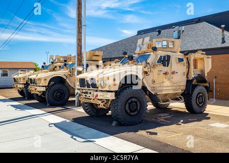 Dickinson, ND, USA – 13. Juli 2025: Minenbeständige Hinterlassenschaft der US Army Stockfoto