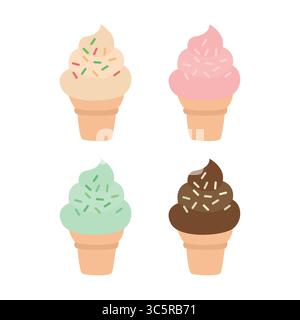 Eiskegel Emoji Symbol Symbol Symbol Vektor Illustration isoliert flach Stock Vektor