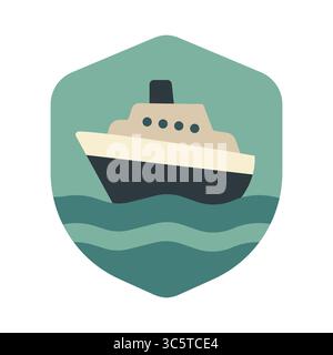 Schiff segelt über ruhiges Wasser in ruhiger Umgebung Stock Vektor