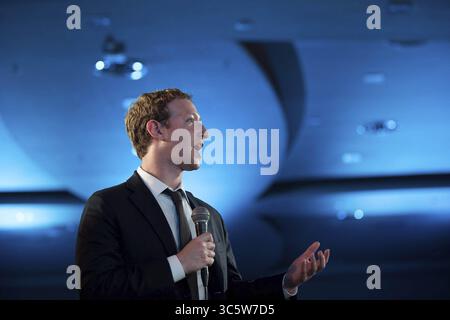 September 2015 – Panama City, Panama – Facebook-Mitbegründer MARK ZUCKERBERG spricht während des CEO Summit of the Americas. (Kreditbild: © Pete Souza/das Weiße Haus/ZUMAPRESS.com) Stockfoto