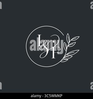 Hochzeitsmonogramm Initial IF Design in einem eleganten und minimalistischen Stil mit kreisförmigen Linien und grünen Ästen Vektorgrafik Stock Vektor